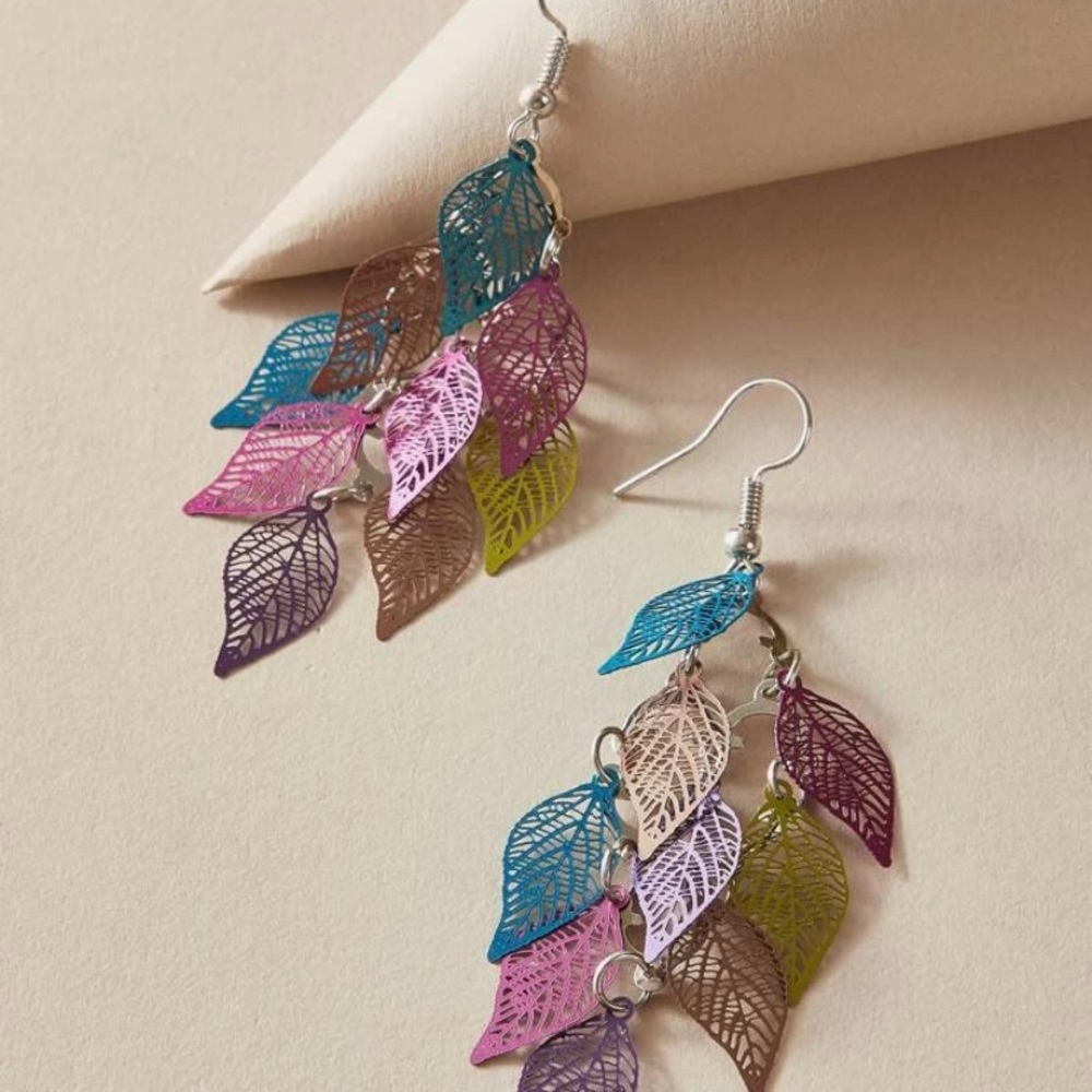 Colorful Feather Drop Earrings